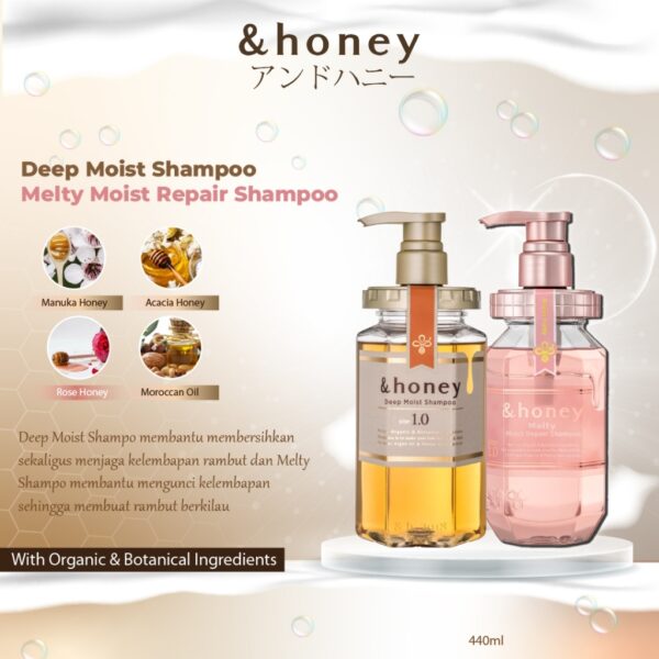 &Honey - (B1G1) Deep Moist Shampoo 440ml & Melty Moist Shampoo 440ml