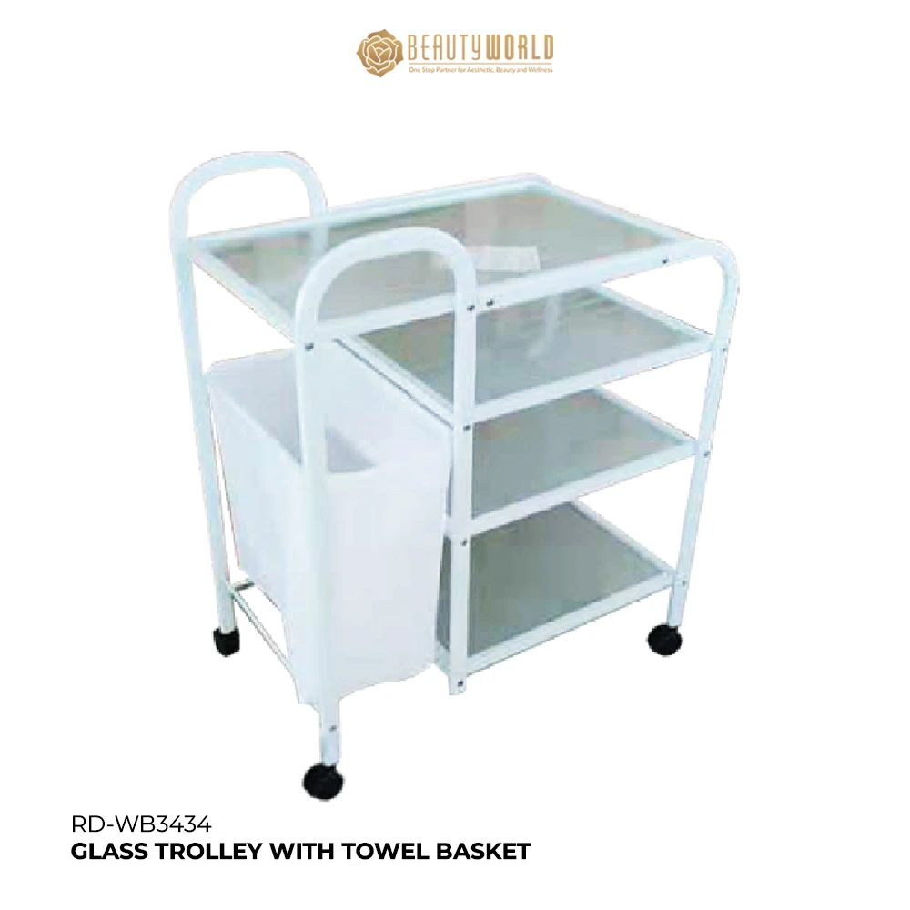 RD-WB3434-GLASS-TROLLEY-WITH-TOWEL-BASKET Towel Basket