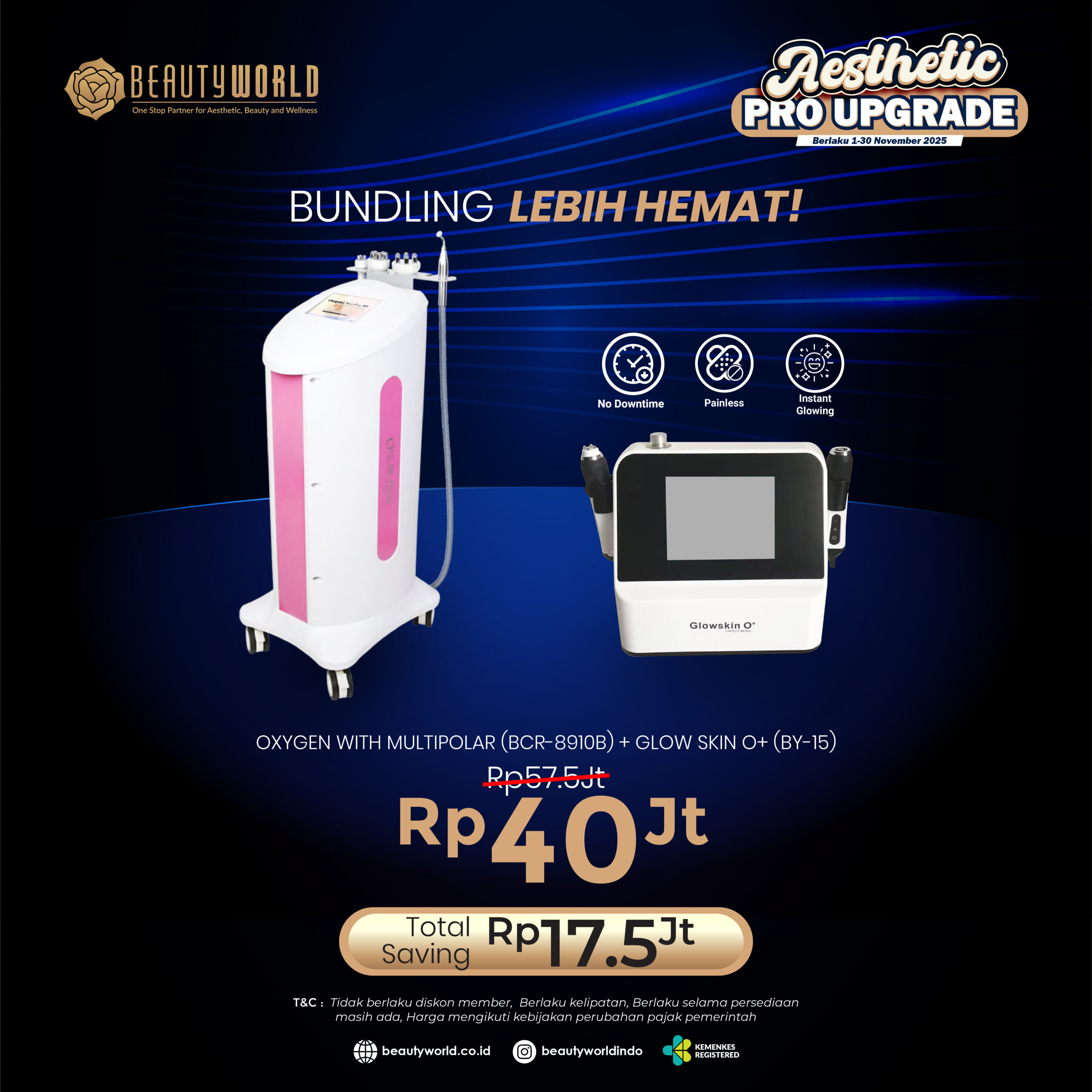 Square promo Beautyworld november 2025-06 BUNDLING OXYGEN WITH MULTIPOLAR + GLOW SKIN O+ - Gambar 1