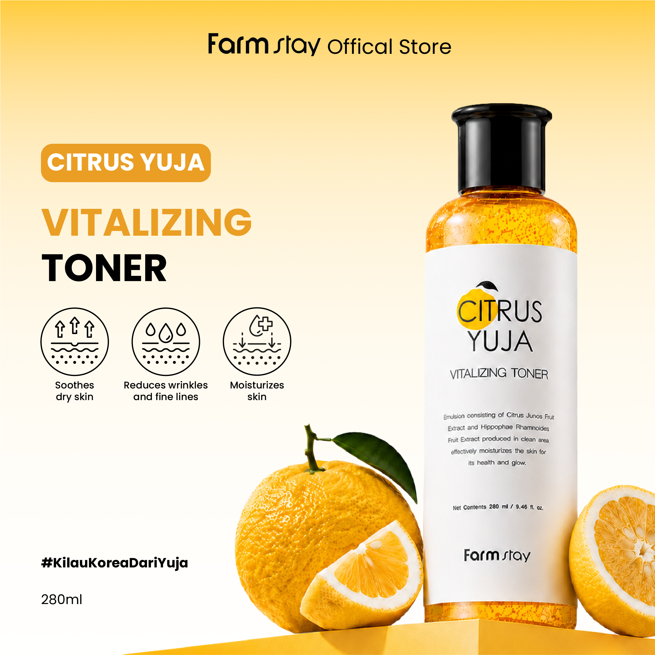 PDP-01 Farm stay Official Shop - Citrus Yuja Vitalizing Toner - Gambar 1